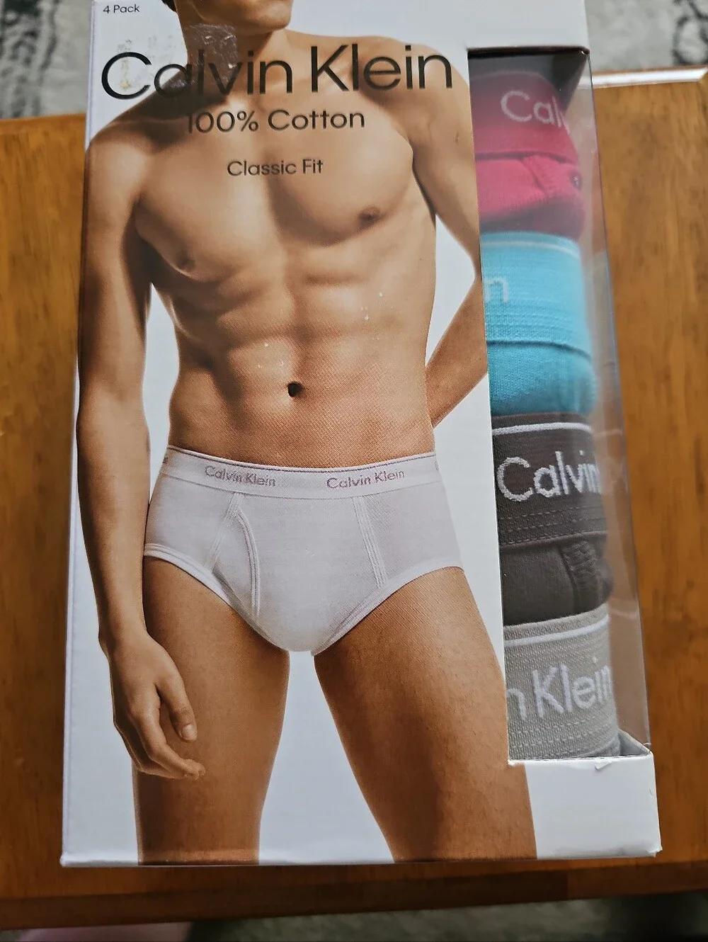Calvin Klein 4-Pack Cotton XXL Briefs – White, Pink, Blue, Gray